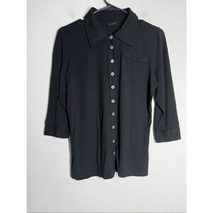 Althea Women’s No Wrinkles Blouse Button Down Shirt Black Size M See Description
